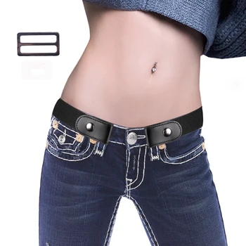 

OLOME White Black Buckle-Free Easy Belt Female No Buckle Stretch Elastic Waist Belt For Women Men Jeans Pants Dresses Belts