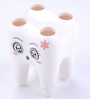 

New Arrive Tooth Style Toothbrush Holder Bracket Container for Bathroom With Cartoon Cute 4 Hole For Sale Vogue