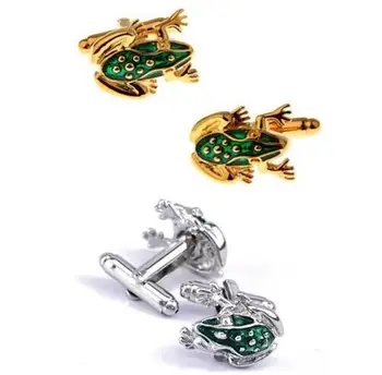 

20pairs/lot Silver/Golden Green Frog Cufflinks Copper Plating Cuff Links Animal Design Cuff Button Men's Jewelry Wholesale