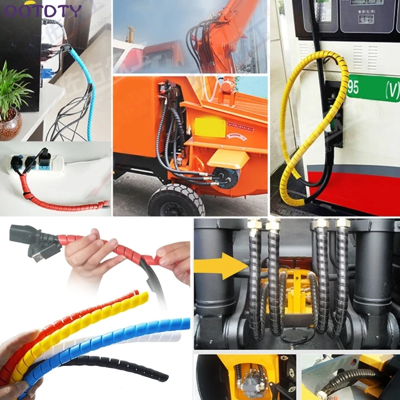 

2m 14mm PP Spiral Wrapping Bands Cable Tidy Wrap Wire Management Organizer Tube
