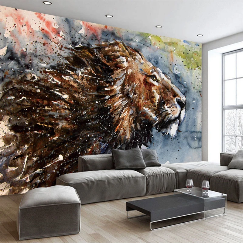 

Custom Photo Paintting Wallpaper Canvas Modern Animal Lion Wall Living Room Bedroom TV Background Art Mural Home Decor YBZ189