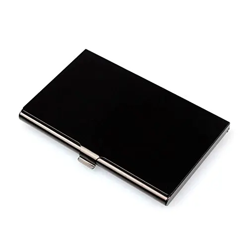 Творческий Алюминий держатель полезно крышку коробки кредитной Бизнес карты бумажник (черный)