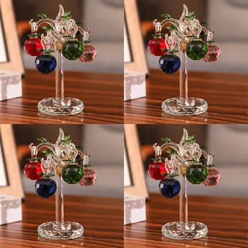 

Crystal Apple Tree with 6pcs Apples Fengshui Craft Crystal Figurines Apple Paperweight Home Decor Figurines Christmas Gifts