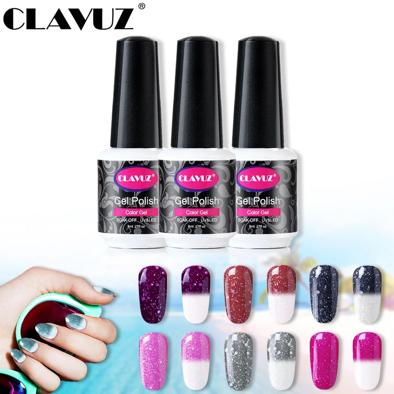 

CLAVUZ Semi Permanent Color Change Lucky Lacquer Enamel Summer New Thermal Temperature LED lamp Nail Polish Painting Gellak