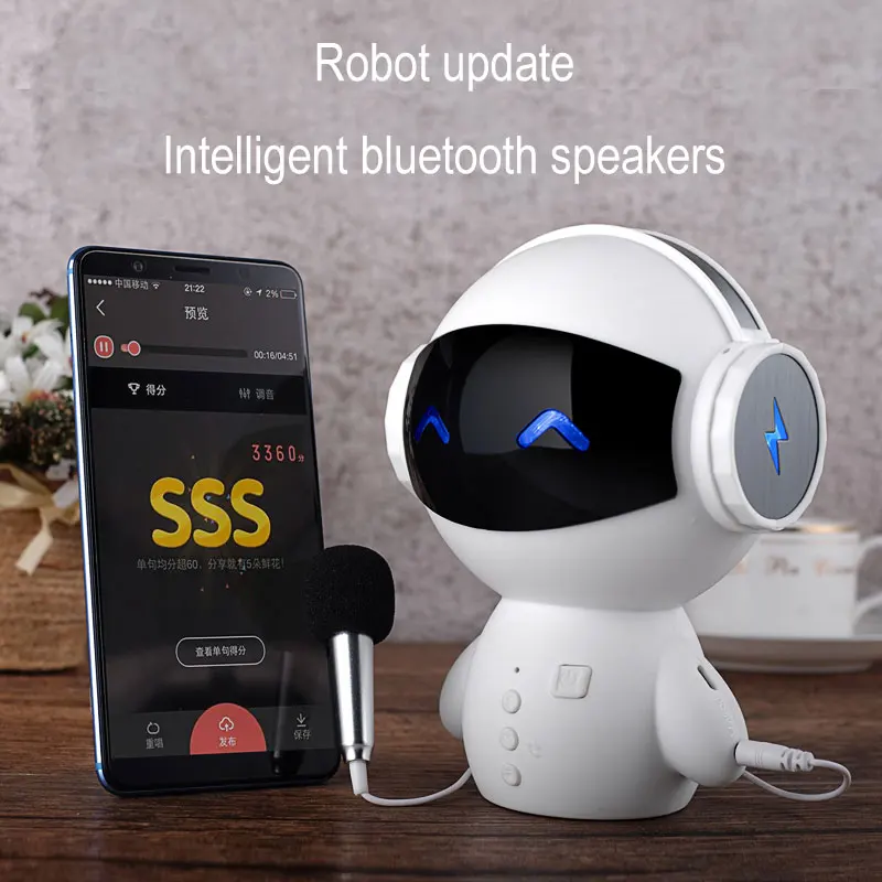 Милый робот ТВ караоке Bluetooth динамик M10 HIFI смарт супер бас портативный