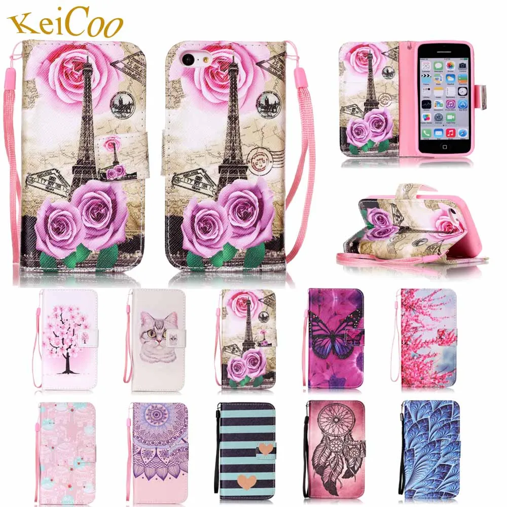 

For Apple iPhone 5C Brand Book Flip PU Leather Cases For iPhone5C iPhone 5 C 4.0 inch Cute Cartoon Card Holder Silicon Covers