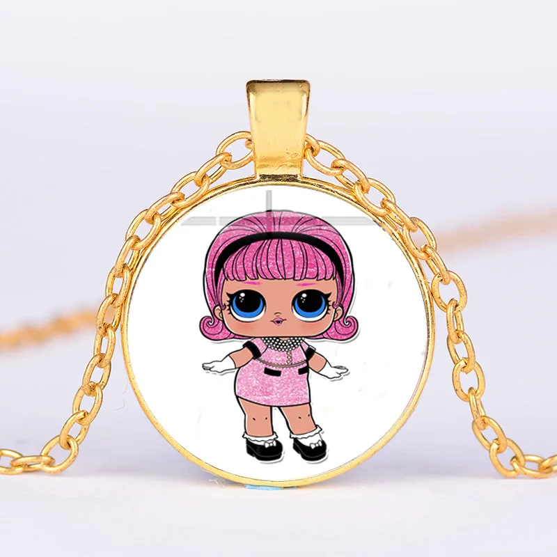 

Creative Doll Surprise baby Time Gem necklace popular alloy glass pendant necklace sweater chain creative toys gift accessories
