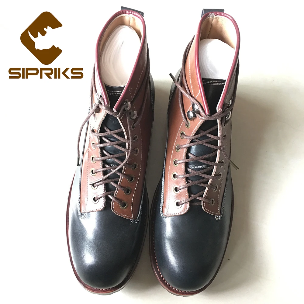 Sipriks/уникальные дизайнерские ботинки для мужчин; Цвет черный, коричневый; кожаные модельные туфли; Роскошные Прошитые ботинки; американский Рабочий босс; большие размеры