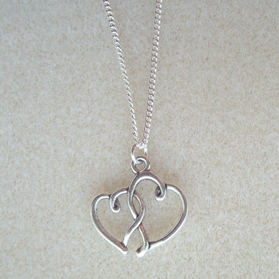 HOT !!! Fashion Jewelry Vintage Silver Pretty Entwined Love Hearts