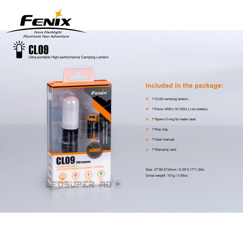 Fenix CL09 ультра-портативный высокопроизводительный походный фонарь с оригинальным ARB-L16-700 U литий-ионным аккумулятором