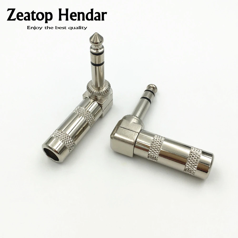 Conector estéreo de 3 polos de latón, 6,35mm, ángulo recto, TRS, macho, micrófono de Audio para Cable de guitarra, 10 Uds.|audio cable connectors|audio connectoraudio jack connector - AliExpress