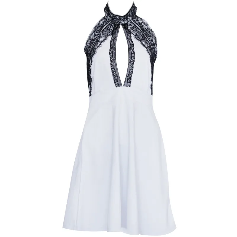 2016 New Cut Above Knee O-Neck Backless Woman Summer Dresses Sleevelss A-Line White Women's Casual Party Dress Vestidos W850460 (3)