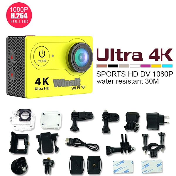 Winait Ultra HD 4k Водонепроницаемая экшн-камера, full hd 1080p 60 fps с 2," TFT дисплеем, Спортивная камера