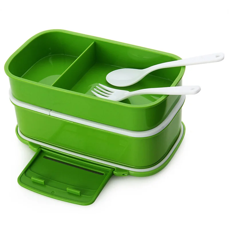 Большая емкость 1410 мл двухслойный пластик ланч бокс 12:00 микроволновая печь порционная коробка Bento для хранения еды контейнер Ланчбокс BPA кухня