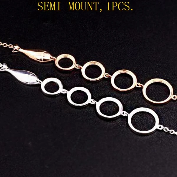 

925 Sterling Silver Semi Mount Bracelet Women 12mm/10mm/9mm/8mm Round Cabochon Fine Jewelry Setting White Gold Rose Gold Color
