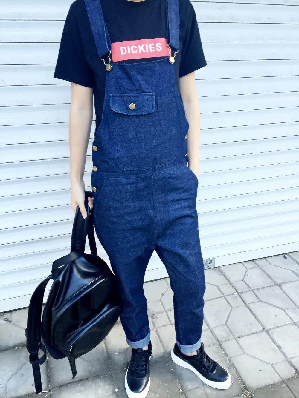 HOT ! NEW Deep blue denim overalls and casual men full length jeans