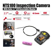 Диаметр 3.9 мм 2.7 «LCD NTS100 Эндоскопа Бороскоп Змея Инспекции 1 М Труба Камера DVR