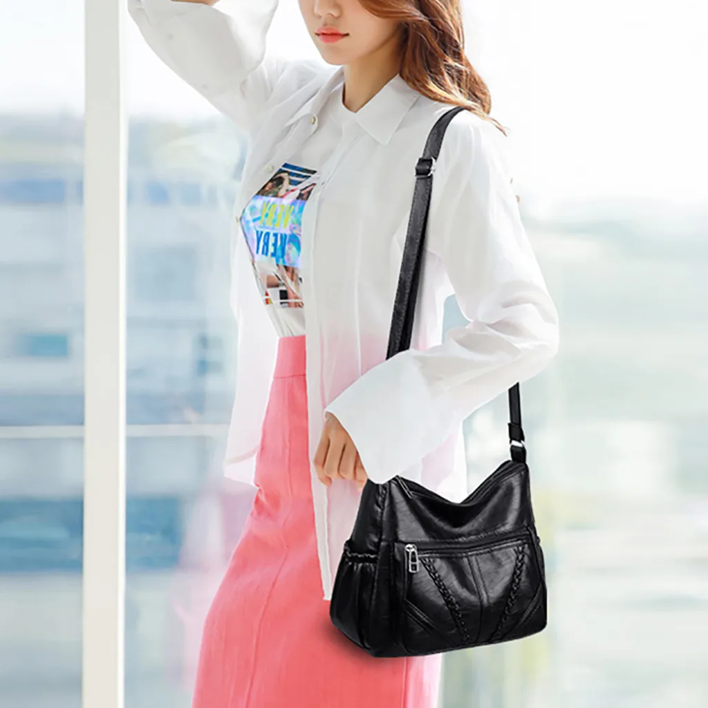 

CONEED Women Handbags Luxury Womens New Trend Washed Leather Wild Shoulder Messenger Middle-aged Female Bag Shoulder Bags JUN21