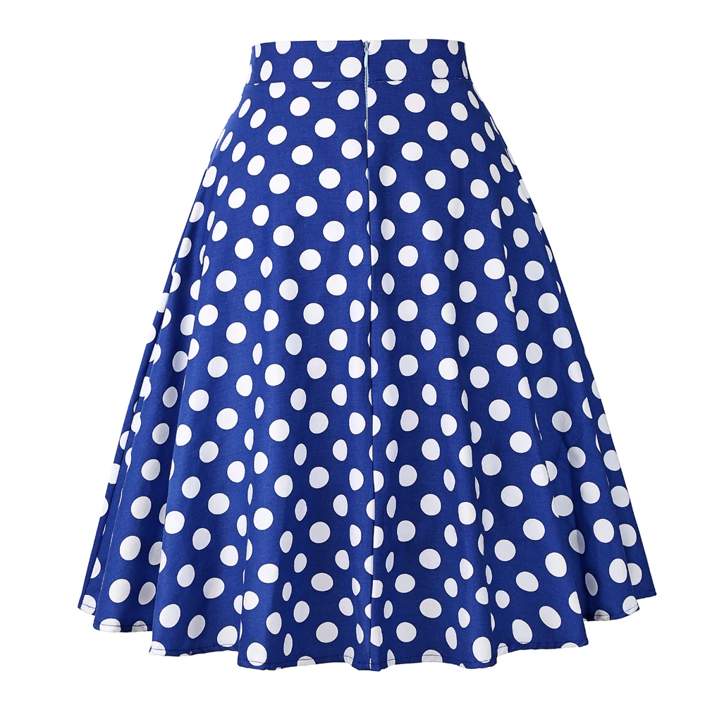 High Waist Cotton Polka Dots Printed Summer Runway Skirt 2018 Women Faldas Pleated Midi Audrey Hepburn Vestidos Big Swing Skirts Skirts
