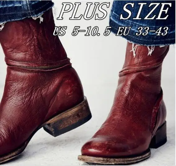 

Shoes Women Ankle Boots New Vintage Leather Shoes DB059