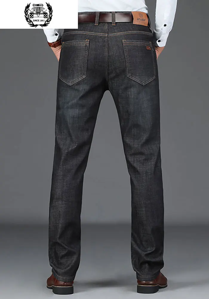 Весенние зимние брендовые флисовые джинсы карго, мужские хлопковые брюки, Бизнес Джинсы, 30-42 полная длина, брендовая мужская одежда синего цвета