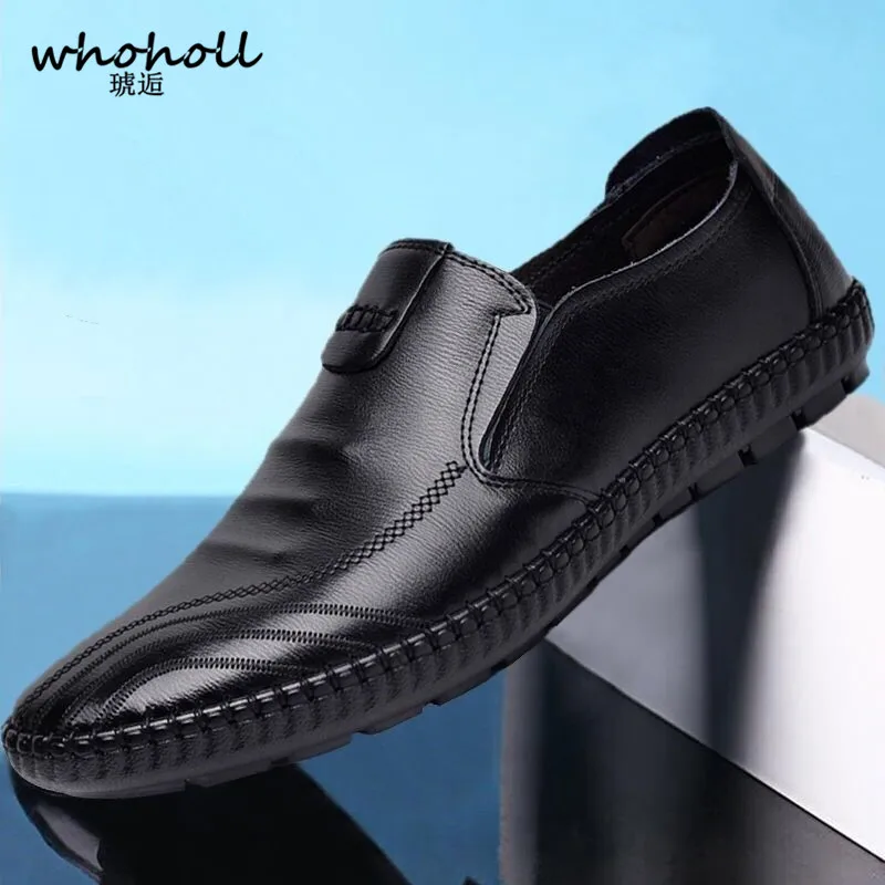 

2019 New Men Leather Shoes Fashion Korea Men Loafers Comfortable Pointed Toe Business Shoes Black Men Dress Shoes Soft Men Shoes