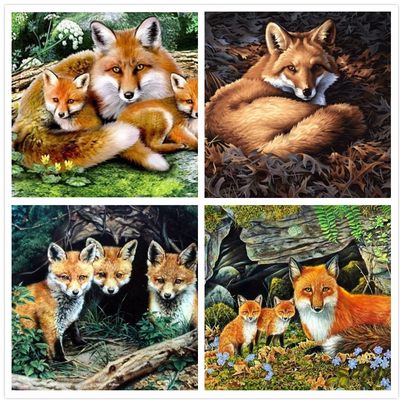 

diy 5d full diamond mosaic animal fox Cross Stitch diy diamond painting landscape diamond Embroidery rhinestones gift