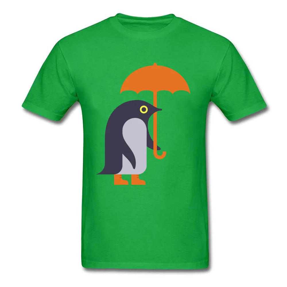 Umbrella Penguin O-Neck T-Shirt Summer Tops Shirt Short Sleeve Cheap Pure Cotton Funny Tee-Shirt Personalized Male Umbrella Penguin green