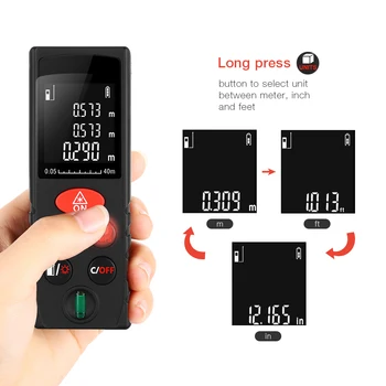 

40M Digital Laser Distance Meter with Large LCD Display 2mm Accuracy Mini Handheld Laser Rangefinder Laser Tape Range Measure CE