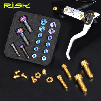

20pcs/ set Risk Titanium Hydraulic Road Bicycle Disc Brake Sets For Mountain Bike Brake Handle Oil Cylinder Lid Bolt Suite 30g