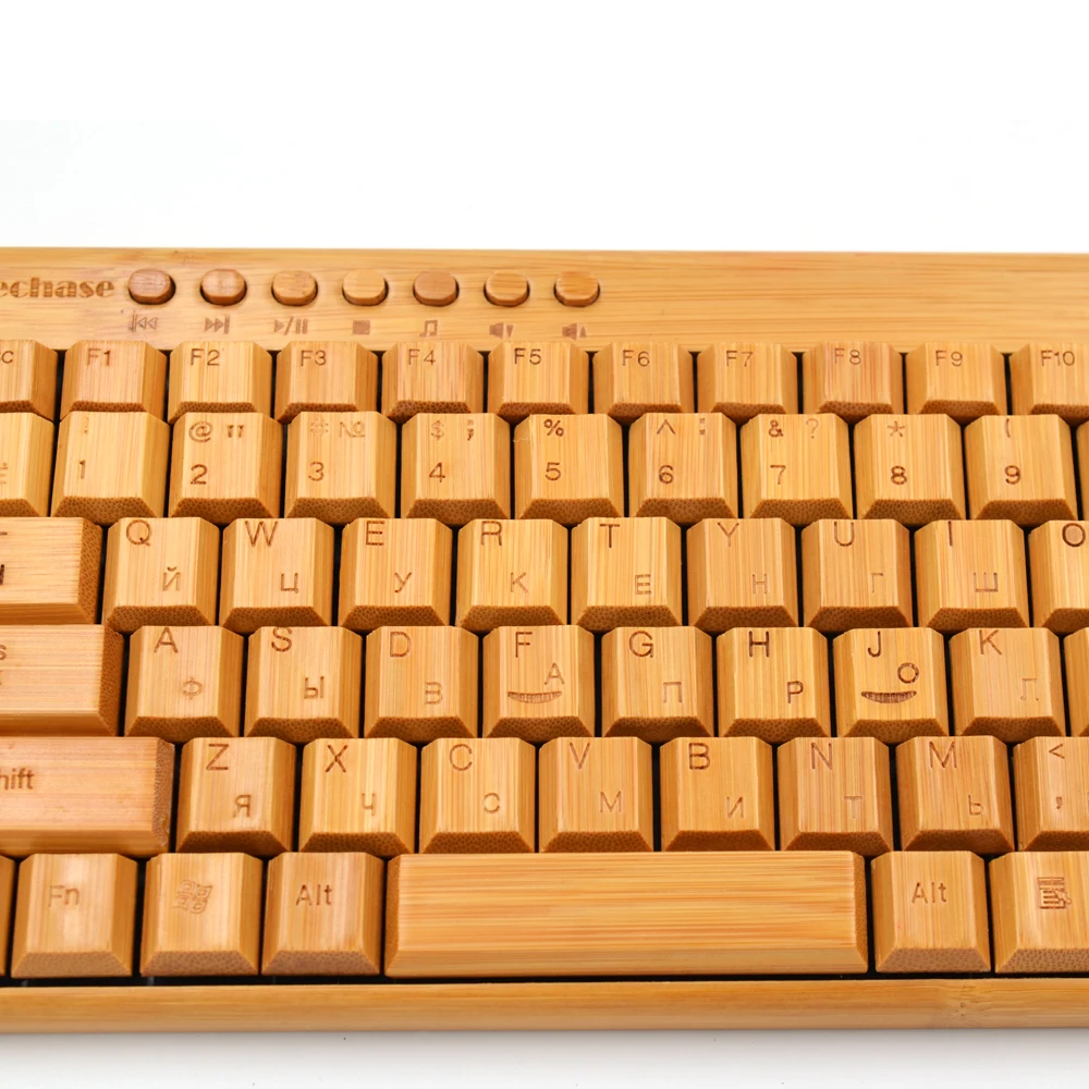 Клавиатура Techase с дизайном бамбука и руассианской версией Teclado E Mouse Sem Fio