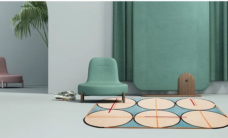 Best Post modern abstract  geometric  thicken  rug , big size   art living room carpet ,  home decoration bedside floor mat 4