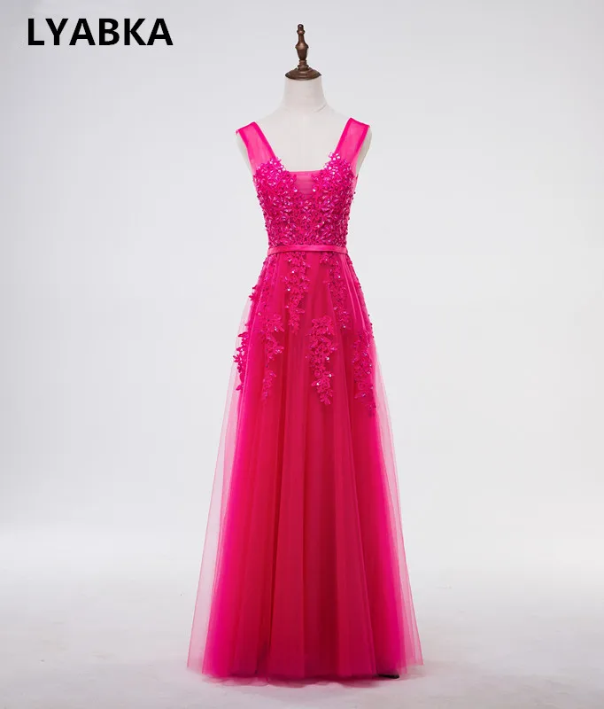 Сексуальное вечернее платье с v-образным вырезом, Robe De Soiree, высокое качество, Серый Тюль, вечерние платья с аппликацией, настоящая фотография, vestido de festa - Цвет: rose red