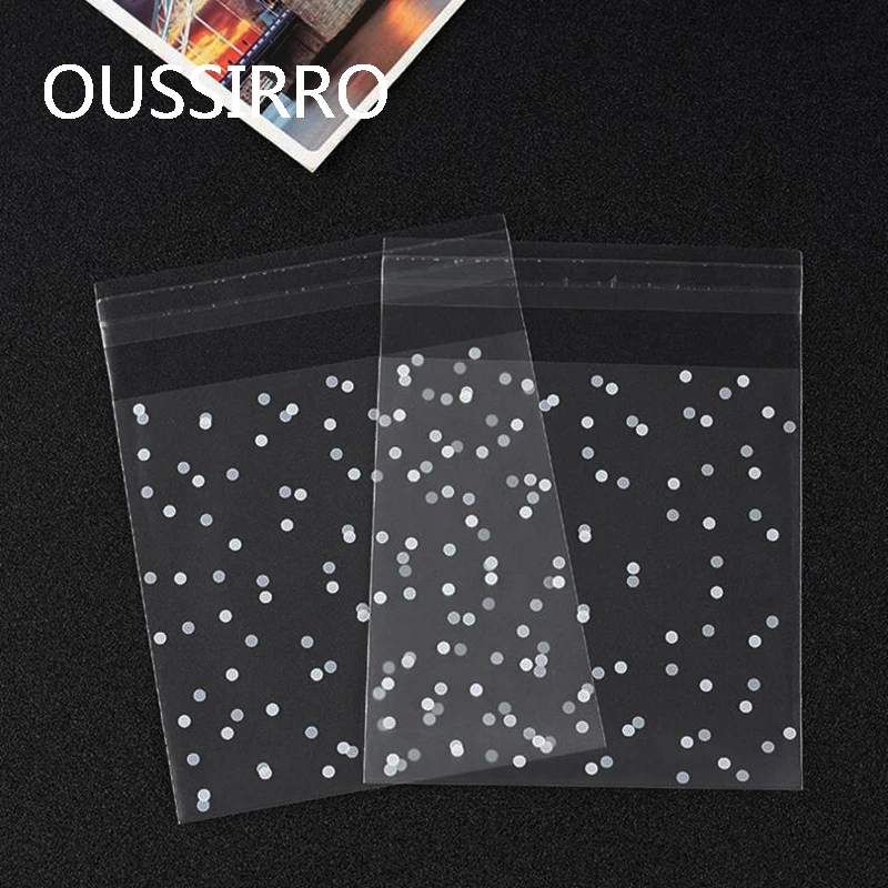 

25Pcs Frosted White Dots Self-adhesive Cookies Bag Plastic Biscuits Packaging Bags Christmas Gift Bag Birthday Party Candy Decor