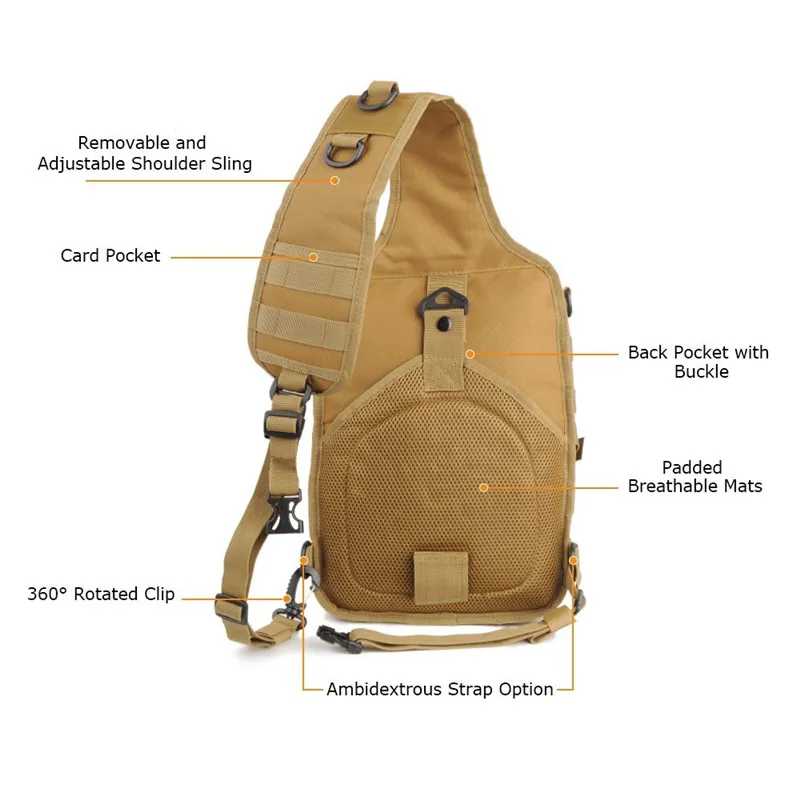  Tactical Sling Backpack Bag Military Molle Assault Pack Rucksack Daypack for Outdoors Camping Hikin