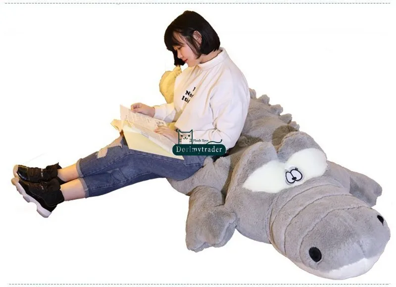 Dorimytrader 200cm Huge Cute Simulated Animal  Crocodile Stuffed Pillow Cushion Big Cartoon Alligator Plush Toy Kids Doll Present DY60155(9)