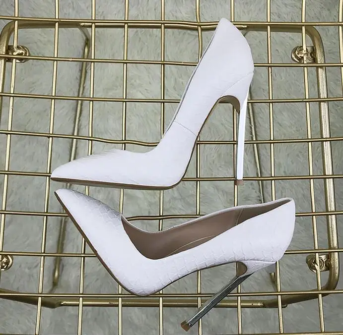 Carole Levy Newest White Snakeskin Pattern High Heel Shoes Woman 2019 Sexy Pointed Toe Thin Heels Pumps Runway Dress Shoes