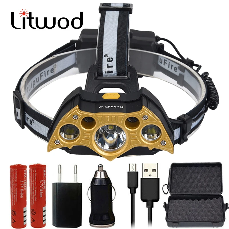 

Z20 Litwod LED Headlight 20000 Lumen Chips 5 LED Head Lamp Flashlight torch Lanterna 5 Switch Model Led Headlamp For Camping