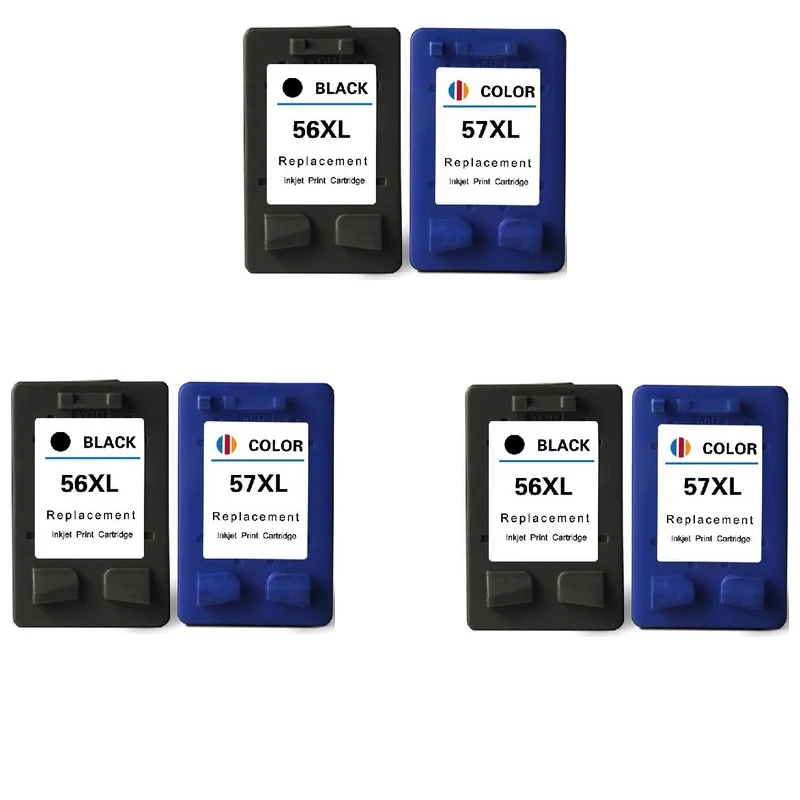 

6 Pcs 56XL 57XL for HP 56 57 Ink cartridge C6656A & C6657A use For HP Deskjet 450CI 5550 5552 7150 7350 7000 2100 220 Printer