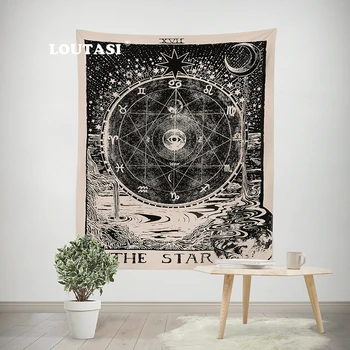 

LOUTASI Indian Mandala Tapestry Tai Chi Wall Hanging Tapestries Hippie Bohemian Black Brown Decorative Wall Carpet Yoga Mats