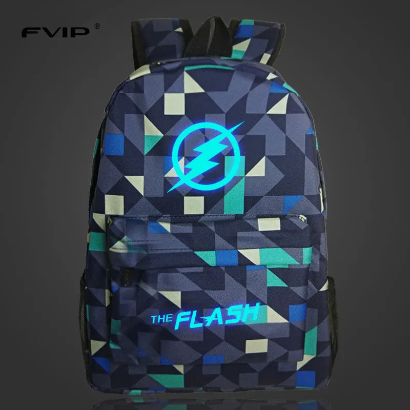 Цена FVIP Горячая продажа Lumious DC Comics Hero Flash Рюкзак флэш печать школьная сумка для подростков сумка для ноутбука
