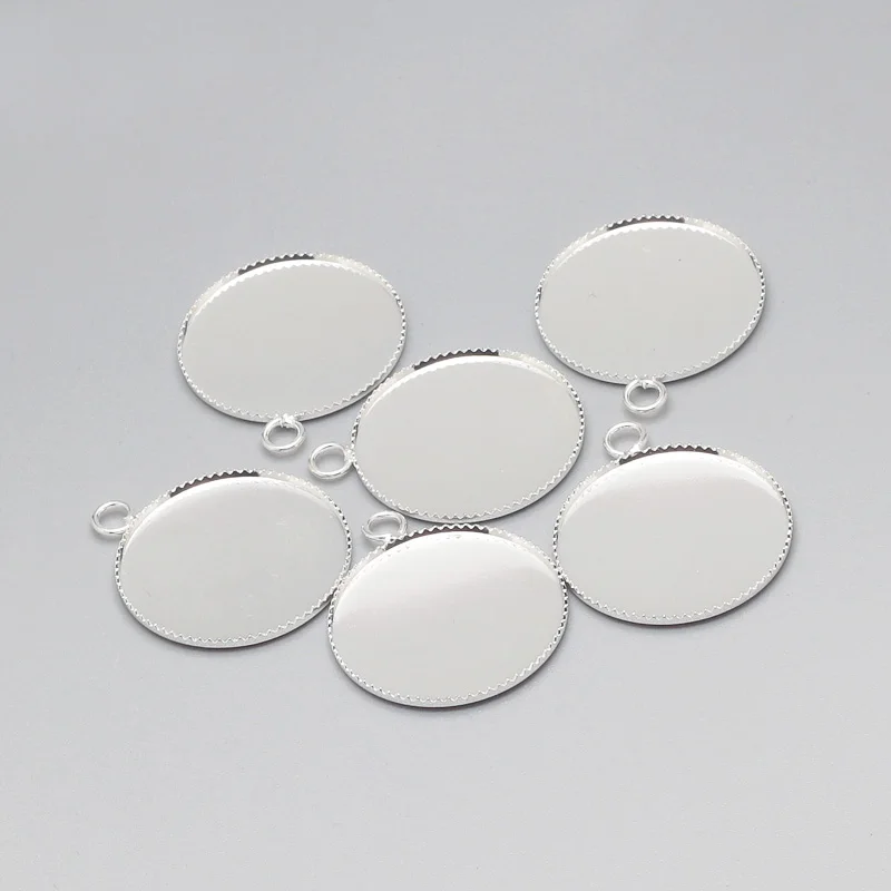 20mm Round Pendant Cabochon Setting Silver Plated Metal Copper Jewelry