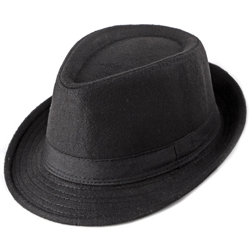 HT2202 фетровые шляпы зима осень для женщин и мужчин шерсть фетровая шляпа Топ джаз шляпа модные однотонные простые шляпы Трилби с лентой Ретро Дерби шапки