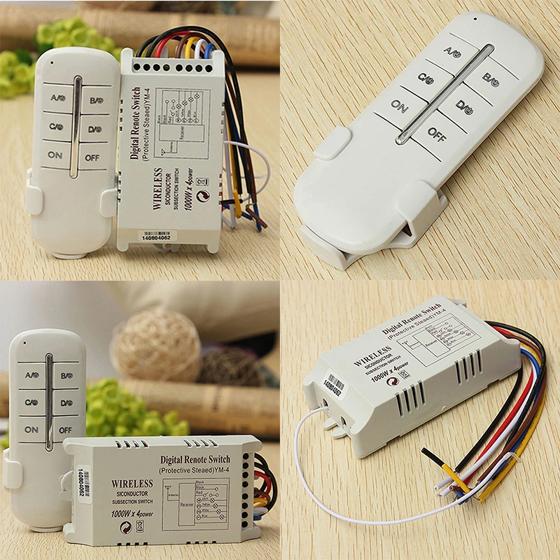 

New Arrival Wireless 4 Channels 220V Lamp Remote Control Switch Receiver Transmitter For Lamp Tools