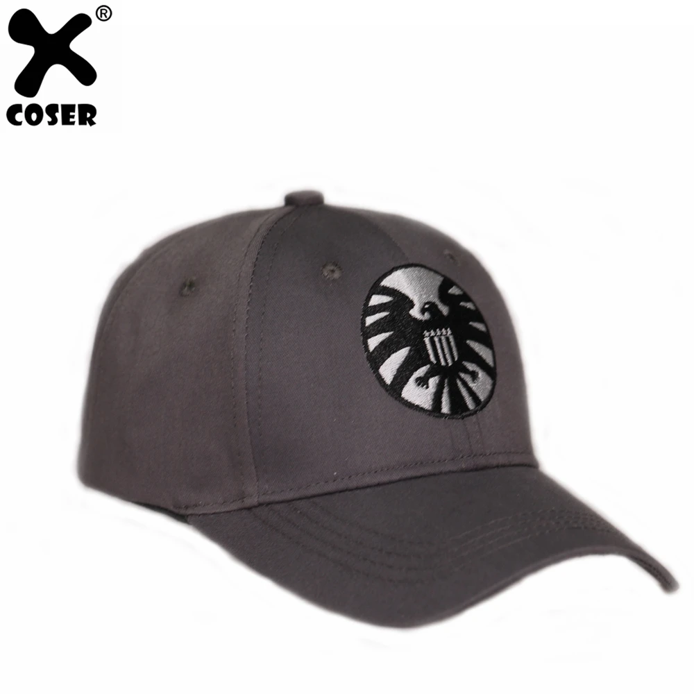 XCOSER Марвел Капитан Кепка щит бейсболка серая хлопковая Высококачественная шляпа аксессуары к костюму для косплей для мужчин