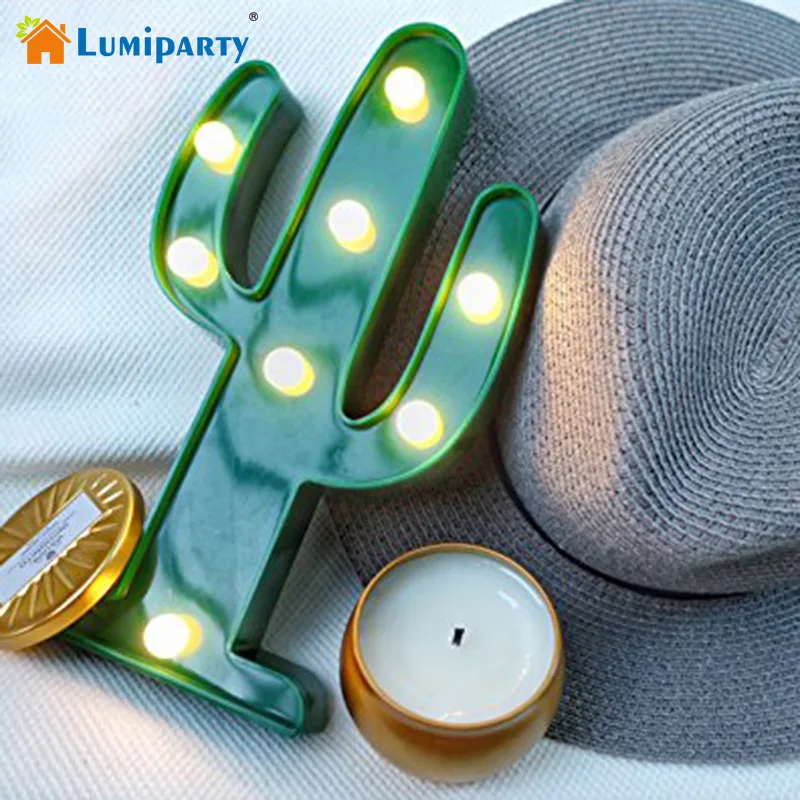 

LumiParty 3D Cute Cactus Light Lamp LED Decorative Baby Night Light Dim Mood Lamp 2AA Battery Operated Child's Room Deration