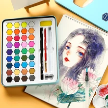 BGLN однотонная Акварельная краска компактная кисть для пудры синяя железная коробка для начинающих Профессиональная ручная роспись Детские художественные принадлежности