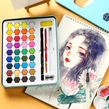 

BGLN solid watercolor paint portable powder blue iron box beginner professional hand-painted children's art supplies