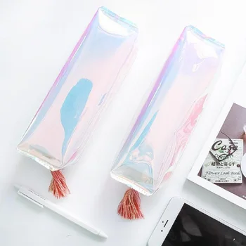 

1PCS High Quality Transparent Glitter Pencil Case Stationery Bags Fashion Pencil Bag School Pencil Box Supplies Student Gift