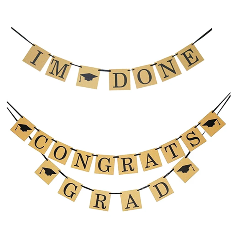 

Congrats Grad I'M DONE Sign Wall Banner Classic Graduation Party PE Plastic Photo Booth Prop